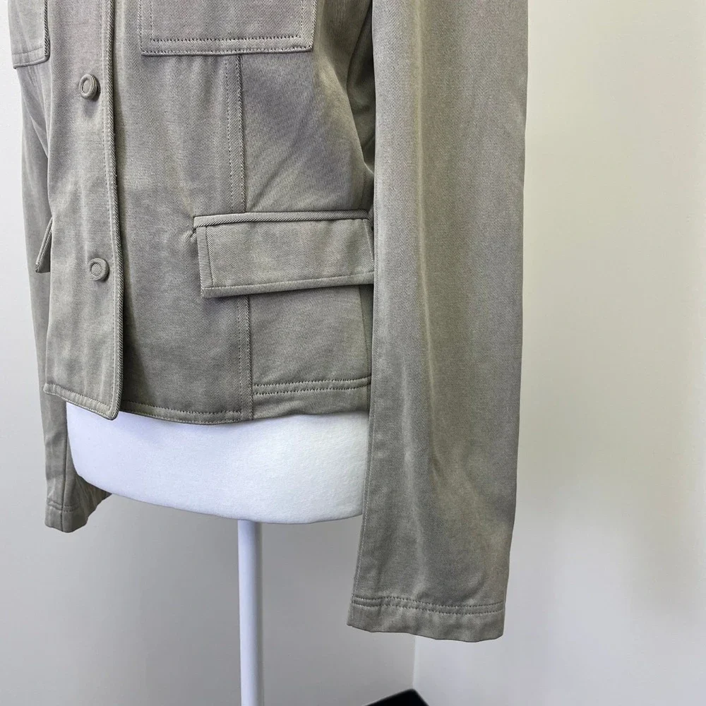 Y2K Calvin Klein Women's Olive Taupe Utility Blazer Jacket 6 Twill Cargo